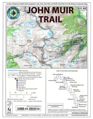 Map-Pack of the John Muir Trail: 13 Six-Color, Shaded-Relief Topographic Maps of the John Muir and Pacific Crest Trails Between MT Whitney and Yosemite Valley - 