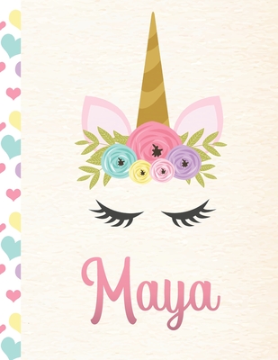 Maya: Personalized Unicorn Sketchbook For Girls With Pink Name - 8.5x11 110 Pages. Doodle, Sketch, Create! - Sketchbooks, Unique Unicorn