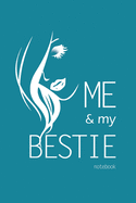 Me and My Bestie Notebook, Blank Write-in Journal, Dotted Lines, Wide Ruled, Medium (A5) 6 x 9 In (Royal Blue)