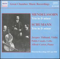 Mendelssohn, Schumann: Trios in D minor - Alfred Cortot (piano); Jacques Thibaud (violin); Pablo Casals (cello)