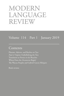 Modern Language Review (114: 1) January 2019 - Connon, D F (Editor)