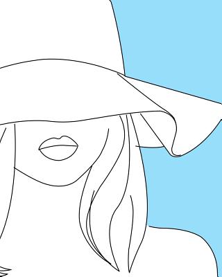 Modern Woman With Summer Hat Line Art Drawing Notebook: (Journal Composition Book) 8"x10" - Notes, Happy