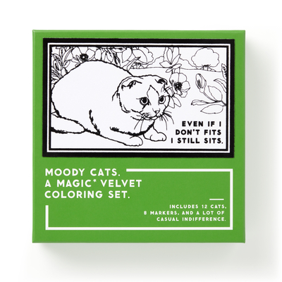 Moody Cats Magic Velvet Coloring Set - Brass Monkey, and Galison
