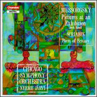 Mussorgsky: Pictures at an Exhibition; Scriabin: Poem of Ecstasy, Op. 54 - Adolph Herseth (trumpet); Burl Lane (saxophone); Gene Pokorny (tuba); Chicago Symphony Orchestra; Neeme Jrvi (conductor)
