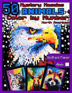 Mystery Mosaics Color by Number: 50 North American Animals: Color by Number Animals Coloring Book with Dazzling Hidden Animals, Color Quest on Black Paper, Extreme Challenges for Relaxation and Stress Relief, Color by Number Mosaic Animals 4mm Squares