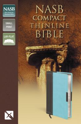 NASB, Thinline Bible, Compact, Leathersoft, Brown/Turquoise, Red Letter Edition - Zondervan