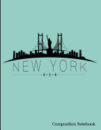 New York USA Composition Notebook: New York City USA Skyline Composition Notebook Binder- 8.5 X 11 - 200 Pages (100 Sheets) College Ruled Lined Paper. Glossy Red Cover.