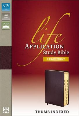 NIV, Life Application Study Bible, Second Edition, Large Print, Bonded Leather, Burgundy, Thumb Indexed - Zondervan