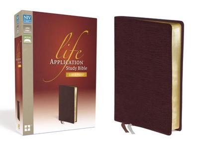 NIV, Life Application Study Bible, Second Edition, Large Print, Bonded Leather, Burgundy - Zondervan
