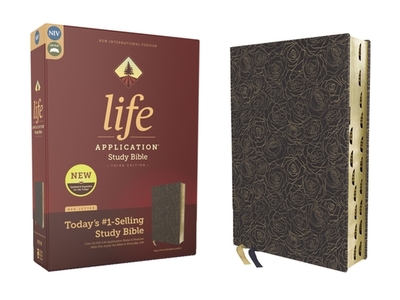 Niv, Life Application Study Bible, Third Edition, Bonded Leather, Navy Floral, Red Letter, Thumb Indexed - Zondervan