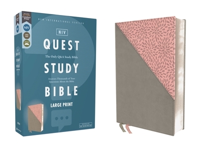 Niv, Quest Study Bible, Large Print, Leathersoft, Gray/Pink, Comfort Print: The Only Q and A Study Bible - Christianity Today Intl (Editor)