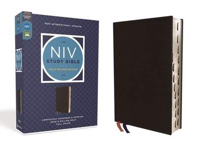 NIV Study Bible, Fully Revised Edition, Bonded Leather, Black, Red Letter, Thumb Indexed, Comfort Print - Barker, Kenneth L (Editor), and Strauss, Mark L (Editor), and Brown, Jeannine K (Editor)