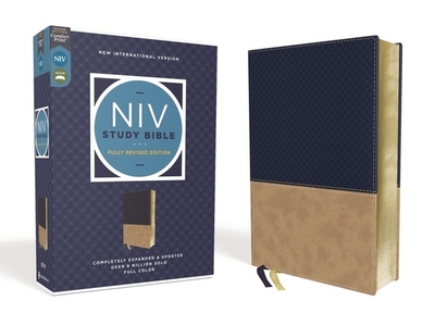 NIV Study Bible, Fully Revised Edition, Leathersoft, Navy/Tan, Red Letter, Comfort Print - Barker, Kenneth L (Editor), and Strauss, Mark L (Editor), and Brown, Jeannine K (Editor)