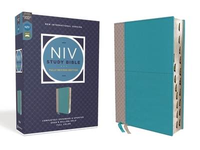 NIV Study Bible, Fully Revised Edition, Leathersoft, Teal/Gray, Red Letter, Thumb Indexed, Comfort Print - Barker, Kenneth L (Editor), and Strauss, Mark L (Editor), and Brown, Jeannine K (Editor)
