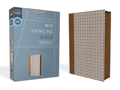 Niv, Thinline Bible, Compact, Leathersoft, Brown/White, Zippered, Red Letter, Comfort Print - Zondervan