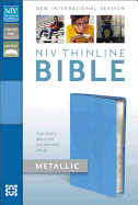 NIV, Thinline Bible Metallic, Bonded Leather, Blue, Red Letter Edition