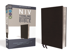 NIV, Thinline Reference Bible, Bonded Leather, Black, Red Letter Edition, Comfort Print