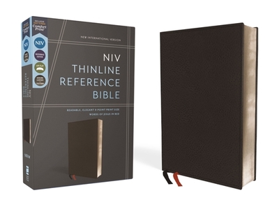 Niv, Thinline Reference Bible (Deep Study at a Portable Size), Genuine Leather, Calfskin, Black, Red Letter, Comfort Print - Zondervan