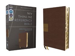 Niv, Thinline Reference Bible (Deep Study at a Portable Size), Leathersoft, Brown, Red Letter, Comfort Print