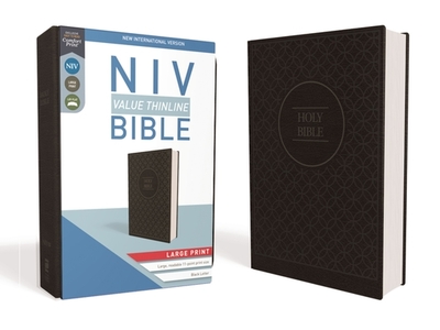 NIV, Value Thinline Bible, Large Print, Imitation Leather, Gray/Black - Zondervan
