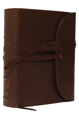 NKJV, Journal the Word Bible, Large Print, Premium Leather, Brown, Red Letter Edition: Reflect, Journal, or Create Art Next to Your Favorite Verses - Thomas Nelson