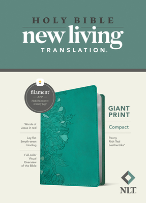 NLT Compact Giant Print Bible, Filament-Enabled Edition (Leatherlike, Peony Rich Teal, Red Letter) - Tyndale (Creator)