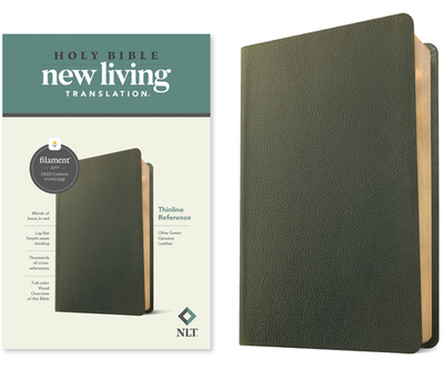 NLT Thinline Reference Bible, Filament Enabled (Genuine Leather, Olive Green, Red Letter) - Tyndale (Creator)