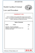 North Carolina Criminal Law and Procedure-Pamphlet 38