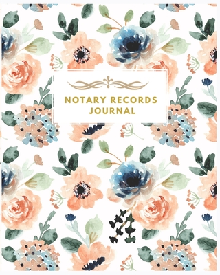Notary Records Journal: Cute Blue & Orange Floral Notary Public: Notary Log Book: Notary Journal: Public Record Book: Vintage Red Notary Public: Official Notary Journal- Public Notary Records Book-Notarial acts records events Log- Notary Receipt Book. - Journal, Nine