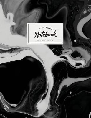 Notebook: Beautiful black marble white label &#9733; School supplies &#9733; Personal diary &#9733; Office notes 8.5 x 11 - big notebook 150 pages College ruled - Paper Juice