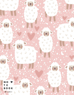 Notebook by c cher: Cute sheep on pink cover and Lined pages, Extra large (8.5 x 11) inches, 110 pages, White paper
