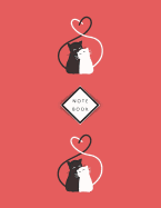 Notebook: Cat in Love on Dark Pink Cover and Lined Pages, Extra Large (8.5 X 11) Inches, 110 Pages, White Paper