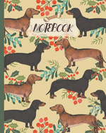 Notebook: Cute Black & Tan Dachshunds Drawing & Floral - Lined Notebook, Diary, Track, Log & Journal - Gift Idea for Boys Girls Teens Men Women (8"x10" 120 Pages)