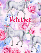 Notebook: Giant Unicorn Notebook with Floral Design8.5x11500 Double Sided Wide Ruled Pages (1000 total)Glossy CoverPerfect Gift for Unicorn Lovers or Unique Birthday Gift for Creative Writing, Doodling, Notes