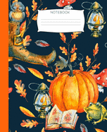 Notebook: Pumpkin Notebook with Decorative Pumpkin Cover- Fall Leaves, Owls, and Bright Fall Colors-7.5 x 9.25-110 Pages-Wide-Ruled- Perfect Gift for Halloween, Thanksgiving or Fall Holiday- Use for Notes, Ideas, School, To-Do-List, Creative Ideas