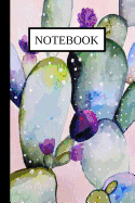 Notebook: Purple and Blue Cactus Flower, Lined Journal / Notebook / Diary 6 X 9