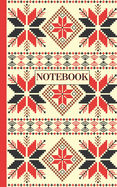 Notebook: Ruled pages - 5 x 8 inches - 100 pages - My Fallahi Cross stitch Embroidery Pattern ( RED & Cream)