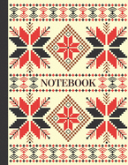 Notebook: Ruled pages - 8.5 x 11 inches - 100 pages - My Fallahi Cross Stitch Embroidery Pattern (BLACK & CREAM)