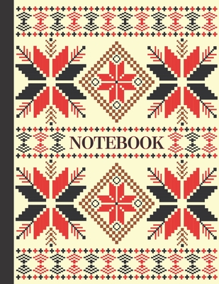 Notebook: Ruled pages - 8.5 x 11 inches - 100 pages - My Fallahi Cross Stitch Embroidery Pattern (BLACK & CREAM) - House, Fallahi