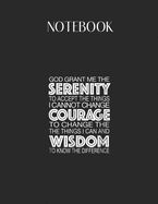 Notebook: Serenity Prayer Alcoholics Anonymous 12 Step Lovely Composition Notes Notebook for Work Marble Size College Rule Lined for Student Journal 110 Pages of 8.5"x11" Efficient Way to Use Method Note Taking System