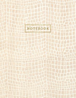 Notebook: Tan Cream Color Alligator Skin Style - Embossed Style Lettering - Softcover - 150 College-ruled Pages - 8.5 x 11 size - Shady Grove Notebooks
