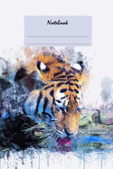 Notebook: Tiger Splash Art Journal Unlined with Page Numbers