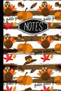 Notes: Thanksgiving Turkey Pattern Gobble Notebook 6"X9" 120 Line Pages