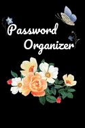 password organizer: Internet Password Logbook Large Print with Tabs - Flower Design Black Color Cover