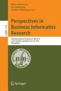Perspectives in Business Informatics Research: 13th International Conference, Bir 2014, Lund, Sweden, September 22-24, 2014, Proceedings