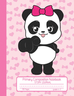 Primary Composition Notebook Story Journal: Kawaii Panda Notebook with Picture Space and Handwriting Practice Paper for Girls in Kindergarten, First and Second Grade, 100 Blank Writing Pages with Dotted Midline for Elementary School Students