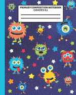 Primary Composition Notebook: With Story Space and Dotted Mid Line Grades K-2 Monsters with Skateboards Notebook For Boys