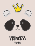Princess Panda: Princess Panda on Grey Cover and Lined Pages, Extra Large (8.5 X 11) Inches, 110 Pages, White Paper
