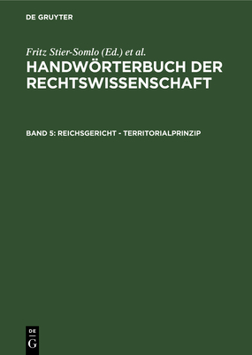 Reichsgericht - Territorialprinzip - Stier-Somlo, Fritz (Editor), and Elster, Alexander (Editor)