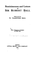 Reminiscences and Letters of Sir Robert Ball